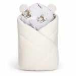 Baby Nellys Beránková zavinovačka bavlna/beránek, boucle - Malá myška, smetana