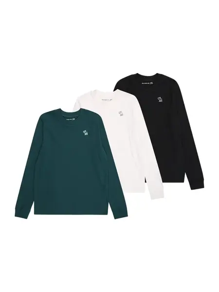 Abercrombie & Fitch Tričko  smaragdová / čierna / biela
