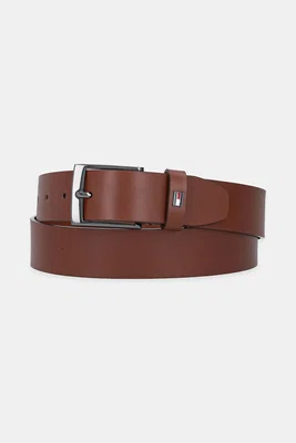 Kožený pásek Tommy Hilfiger pánský, hnědá barva, AM0AM13014