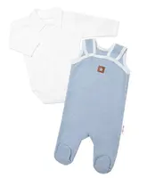 2-dielna súpravička Star, body dl. rukáv + pletené dupačky, modré, veľ. 62