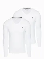 Ombre Set of men's SLIM FIT longsleeves with V-neck and logo 2-pack