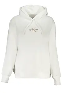 Calvin Klein Women's MONOLOGO REGULAR HOODIE Sweatshirt-White