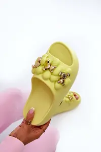 Boto Dámské Piankové Žabky S Ozdobami Na Hrubé Podrážce Limetkové Bremavia