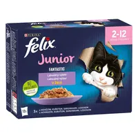 Felix Fantastic Junior kapsičky pre mačiatka hovädzie, kura, sardinky, losos v želé 12×85 g