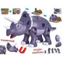 Dinosaurus Triceratops 28cm magnetický s doplňky 2ks