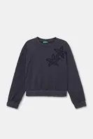 Dětská bavlněná mikina United Colors of Benetton šedá barva, s aplikací, 33NVC10Q8