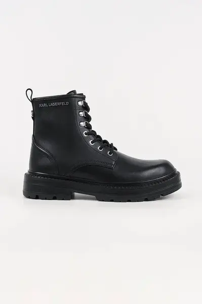Kožené polobotky Karl Lagerfeld MILES pánské, černá barva, KL10255