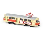 Kovová česká retro tramvaj, 16 cm Brno