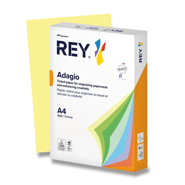 Barevný papír Rey Adagio, pastelový, 500 listů - žlutý