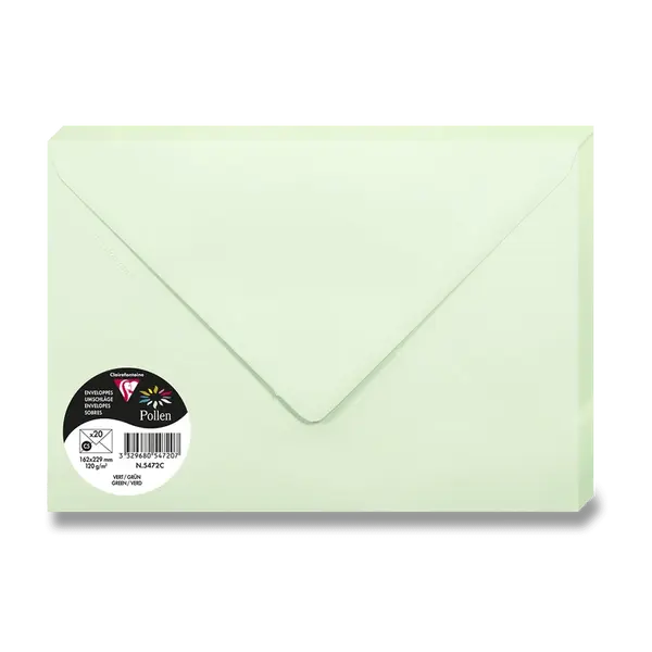 Barevná obálka Clairefontaine, A5, olizová, 20 ks - sv. zelená