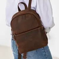 Trendy kožený batoh Greenwood Hagia - hnědá