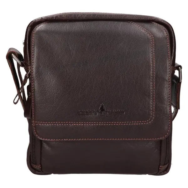 Pánska kožená taška cez rameno Greenwood Monte - tmavo hnedá