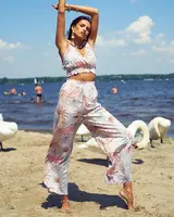 Resti Patterned women's set in light pink