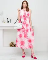 Resti Pink women's maxi dress with flowers - Clothing