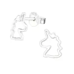 SILVER Dětské stříbrné náušničky Jednorožec, obrys, puzetové