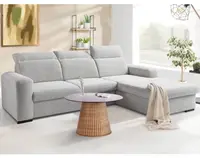 Rohová sedačka Dover, šedo-béžová strukturovaná látka, pravý roh