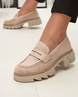 Resti Beige women's openwork moccasins on a solid sole Ejina - Footwear