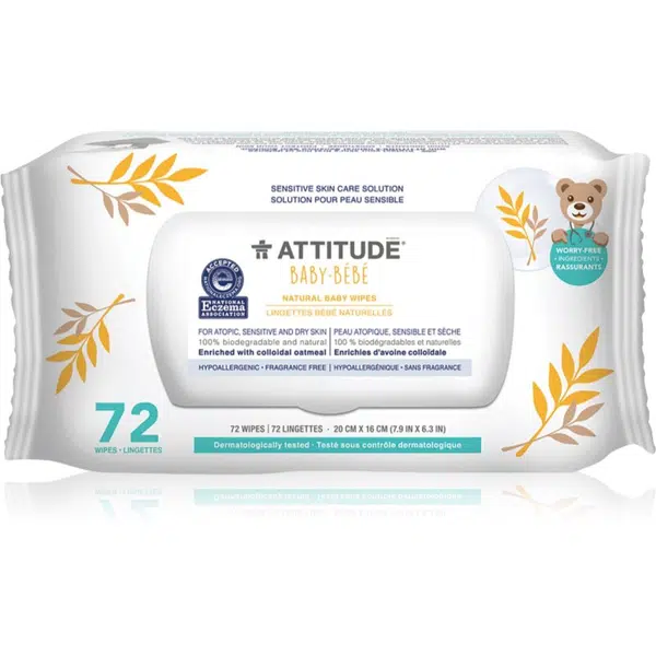 Attitude Baby-Bébé vlhčené obrúsky pre deti pre veľmi suchú citlivú a atopickú pokožku 72 ks