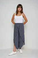 Marisse Navy Blue Striped Culottes