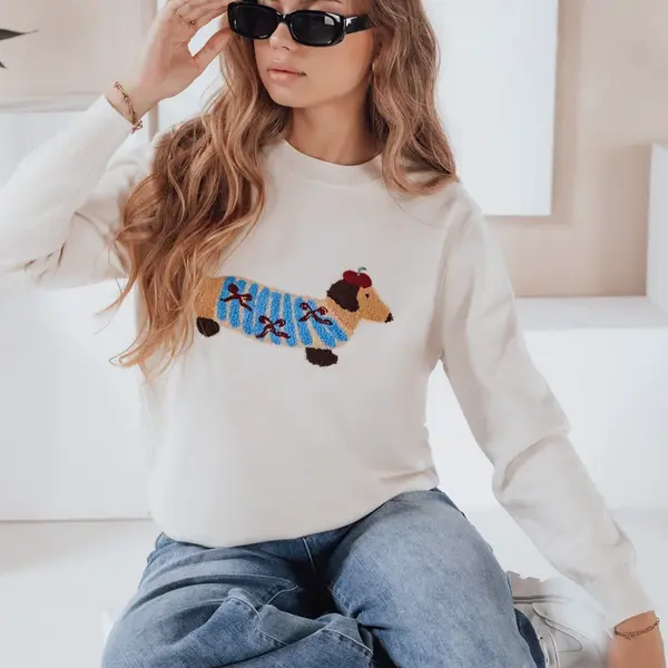 Dámsky sveter s aplikáciou psa CHICPAWS