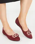 Resti Women's burgundy ballerinas with an ornament on the toe Cavo - Footwear
