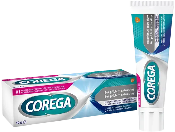 COREGA Bez príchuti extra silný fixačný krém na zubné náhrady 40 g
