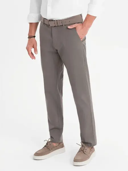 Ombre Men's REGULAR FIT chino pants with fine texture - gray