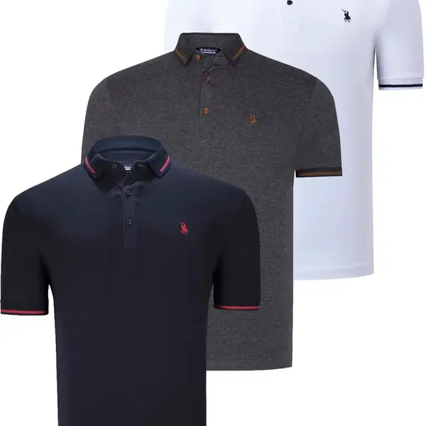 TRIPLE SET T8586 DEWBERRY MEN'S T-SHIRT-NAVY-WHITE-ANTHRACITE