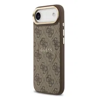 Zadní kryt Guess PU Leather 4G Gold Frame MagSafe Apple pro iPhone 17 Air, hnědá