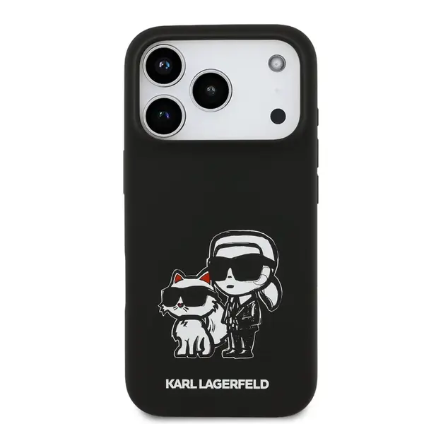 Zadní kryt Karl Lagerfeld Liquid Silicone K&CH Sketch MagSafe pro Apple iPhone 17 Pro, černá