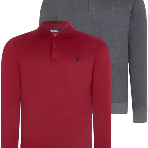 DOUBLE SET V4007 DEWBERRY MEN'S SWEATSHIRT-BURGUNDY-ANTHRACITE