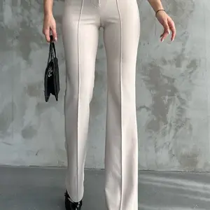 80272 Dewbery High Waist Slim Fit Wide Leg Pants-CREAM