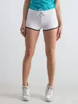 Shorts with piping and text print white