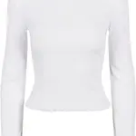 Women's ribbed turtleneck with long sleeves white
