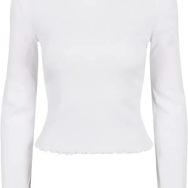 Women's ribbed turtleneck with long sleeves white