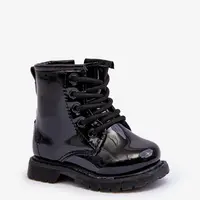 Boto Black Tibbie Baby Boots lakovaný zipsom
