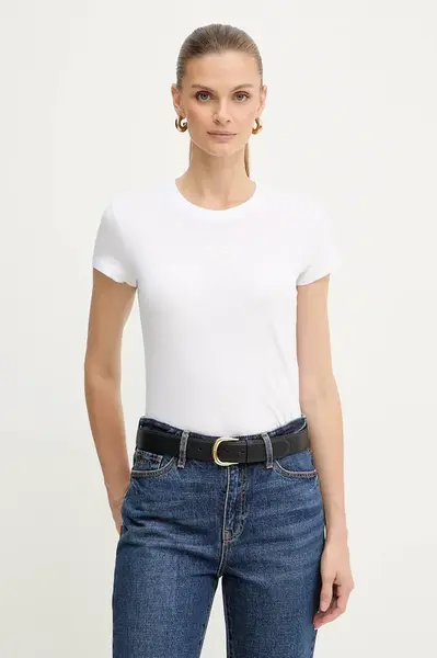 Bavlněné tričko Armani Exchange dámské, bílá barva, XW001369 AF10356