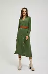 Marisse Khaki Midi Dress With Wide Belt