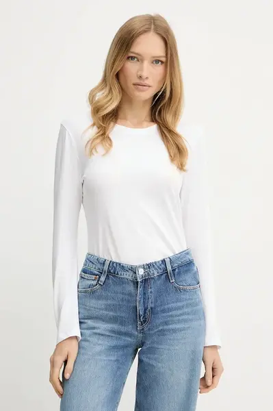 Bavlněné tričko s dlouhým rukávem Armani Exchange bílá barva, XW001350 AF17172