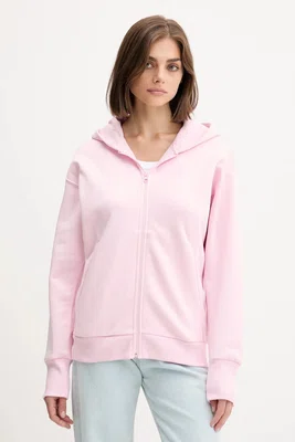 Mikina adidas All SZN dámská, růžová barva, s kapucí, s aplikací, JV7289
