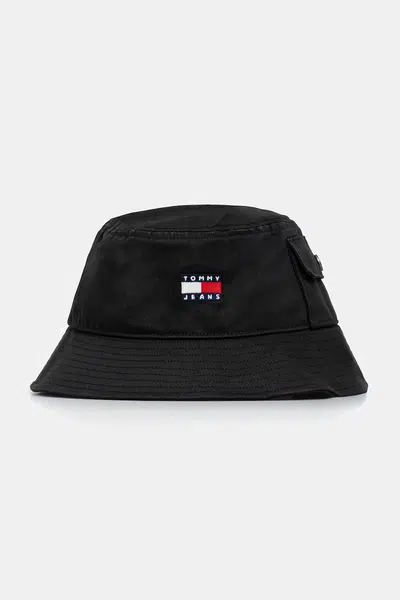Bavlněný klobouk Tommy Jeans černá barva, AM0AM13423