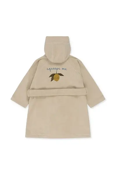 Dětský bavlněný župan Konges Sløjd TERRY BATHROBE EMBROIDERY GOTS béžová barva, KS103319
