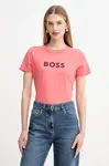 Bavlněné tričko BOSS Orange BOSS ORANGE C_Elogo_5 dámské, fialová barva, 50501139
