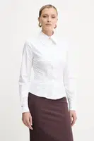 Košile Elisabetta Franchi dámská, bílá barva, slim, s klasickým límcem, CA08256E2