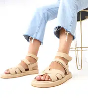 marka niezdefiniowana Beige ankle strap sandals Maimuna
