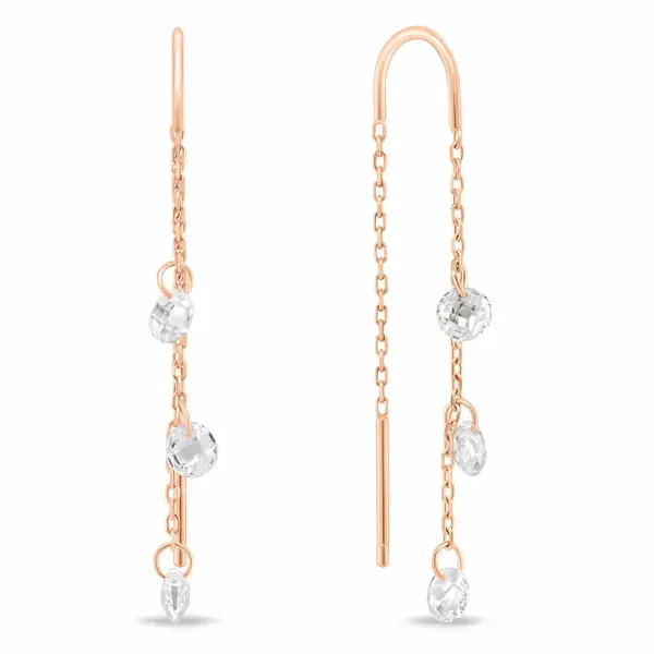 Brilio Silver Bronzové řetízkové náušnice se zirkony EA895R