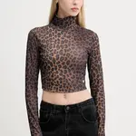 Tričko s dlouhým rukávem adidas Originals Long Sleeve Tee hnědá barva, s golfem, JW2772