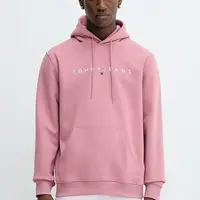 Mikina Tommy Jeans pánská, béžová barva, s kapucí, s potiskem, DM0DM20746