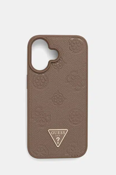 Obal na telefon Guess iPhone 16 hnědá barva, GUHMP16SPGBTMW