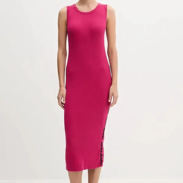 Šaty Dkny růžová barva, midi, přiléhavé, DJ5R0752